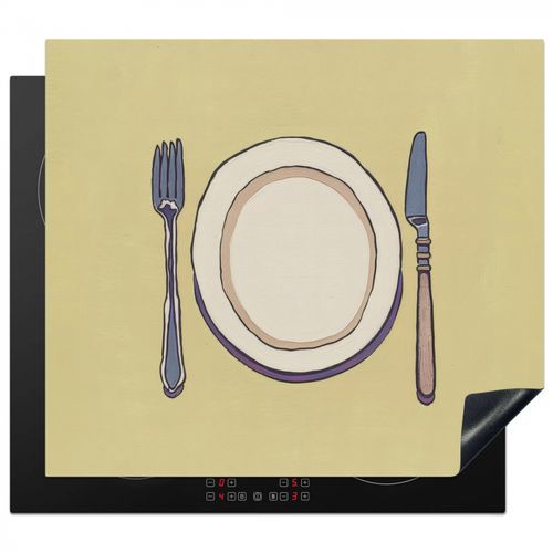 Protector de placa de induccion - Ilustración - Plato - Cubiertos - Beige