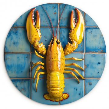 Cuadro redondo - Cáncer - Amarillo - Azul - Azulejos