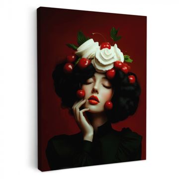 Lienzos decorativos - Mujer - Cerezas - Crema batida