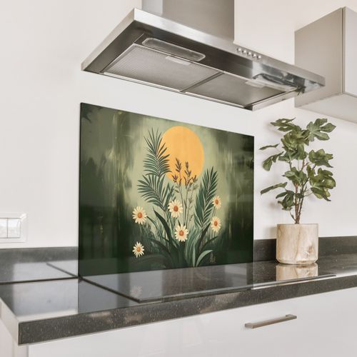 Salpicaderos de cocina - Flores - Hojas - Sol - Verde