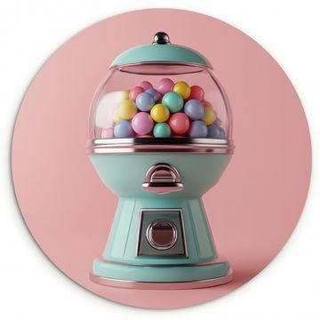 Cuadro redondo - Chicle - Retro - Caramelo - Rosa