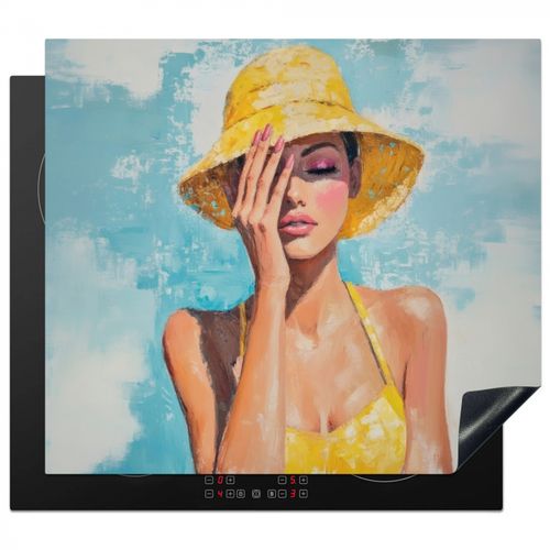 Pintura - Mujer - Sombrero - Amarillo