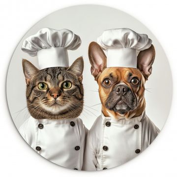 Cuadro redondo - Gato - Perro - Ropa de cocina