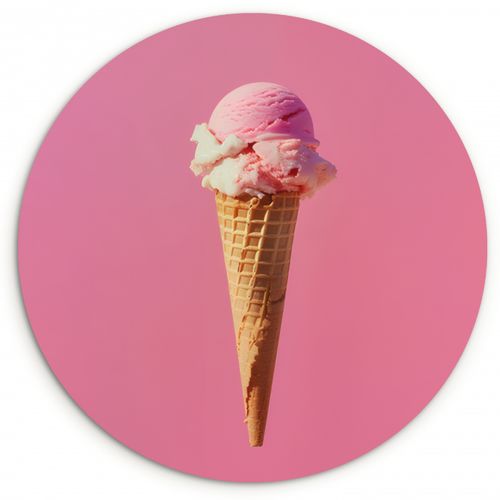 Cuadro redondo - Cuerno - Pala de helado - Rosa