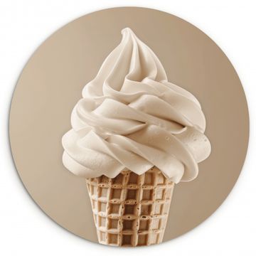 Cuadro redondo - Helado - Helado suave - Cremoso - Cuerno - Beige