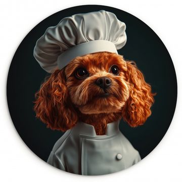 Cuadro redondo - Marrón - Cocinero - Perro