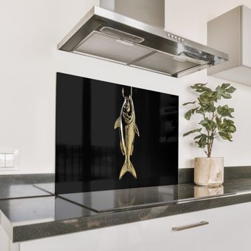 Salpicaderos de cocina - Oro - Pez - Gancho - Negro