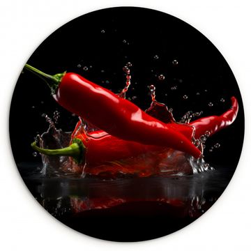Cuadro redondo - Pimiento - Rojo - Negro - Agua - Vegetal
