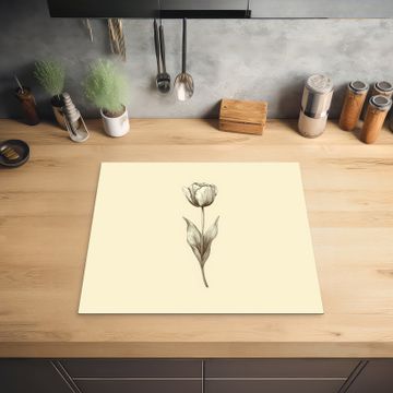 Protector de inducción - Ilustración - Tulipán - Negro