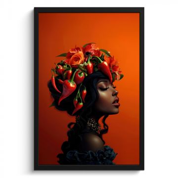 Cuadros enmarcados - Mujer - Chiles - Pimientos - Flores