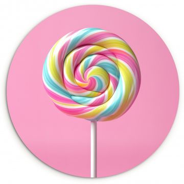 Cuadro redondo - Piruleta - Rosa - Caramelo - Dulce