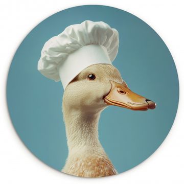 Cuadro redondo - Pato - Gorro de cocinero - Lindo - Pájaro