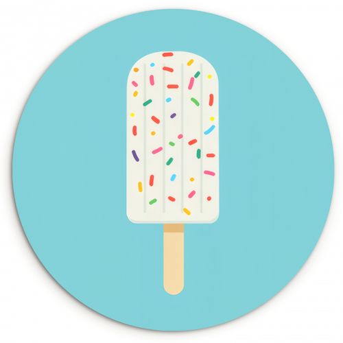 Cuadro redondo - Helado - Palito - Espolvoreado - Azul claro