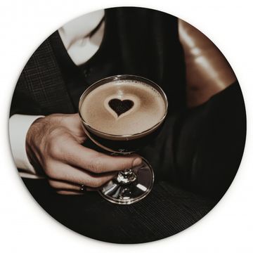 Cuadro redondo - Corazón - Cóctel - Espresso Martini - Mano