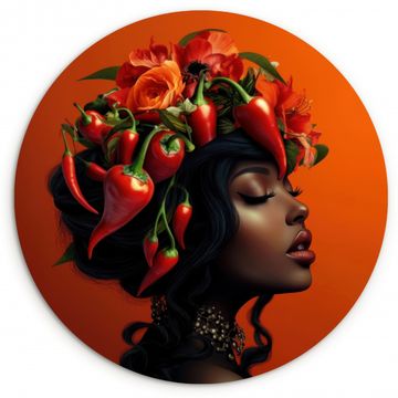 Cuadro redondo - Mujer - Guindillas - Flores