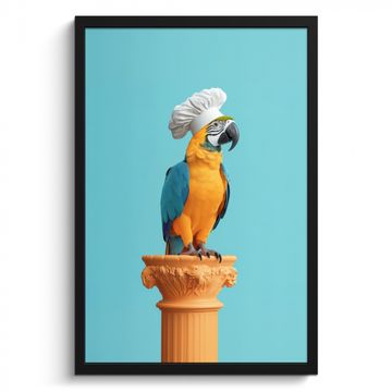 Cuadros enmarcados - Loro - Gorro de cocinero - Divertido - Ave