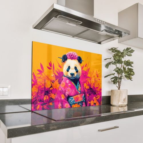 Salpicaderos de cocina - Kimono - Rosa - Panda - Corona de flores