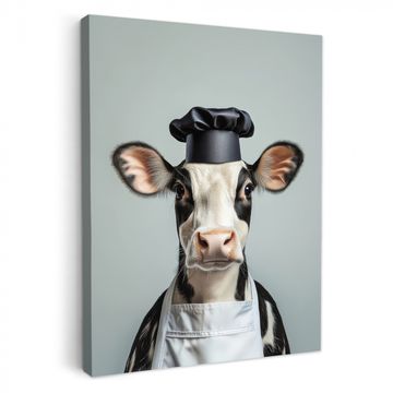 Lienzos decorativos - Vaca - Negro - Blanco - Cocinero