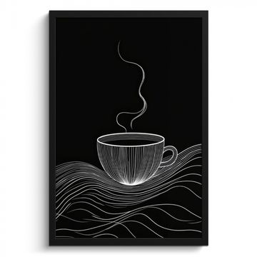 Cuadros enmarcados - Dibujo lineal - Taza de café - Negro