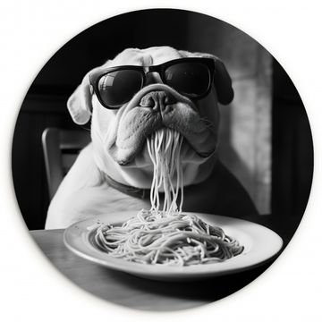 Cuadro redondo - Perro - Bulldog - Gafas - Duro - Animales