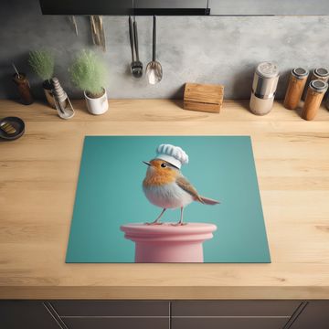 Protector de inducción - Petirrojo - Ave - Gorro de cocinero - Pedestal
