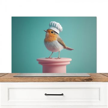 Salpicaderos de cocina - Robin - Pájaro - Gorro de cocinero - Pedestal