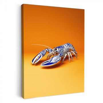 Lienzos decorativos - Langosta - Azul de Delft - Escudo - Resistente - Naranja