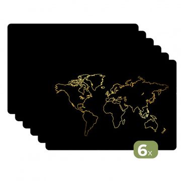 Vinilo para manteles individuales - Contornos dorados del mundo