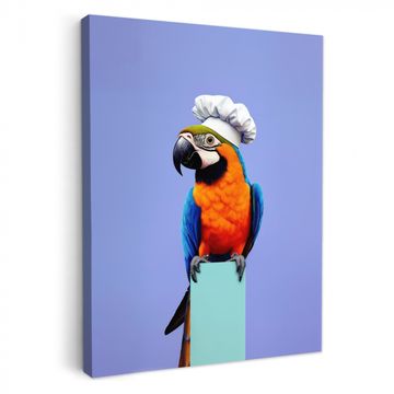 Lienzos decorativos - Loro - Gorro de cocinero - Ave - Lindo