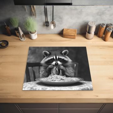 Protector de inducción - Mapache - Lindo - Pasta - Mantel - Negro - Blanco