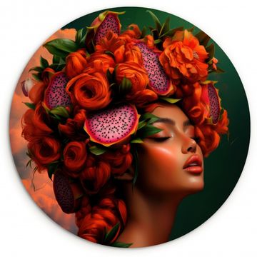 Cuadro redondo - Mujer - Bebidas de frutas - Rosas