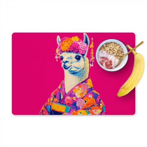 Salvamanteles - Lama - Kimono - Corona de flores - Rosa vivo