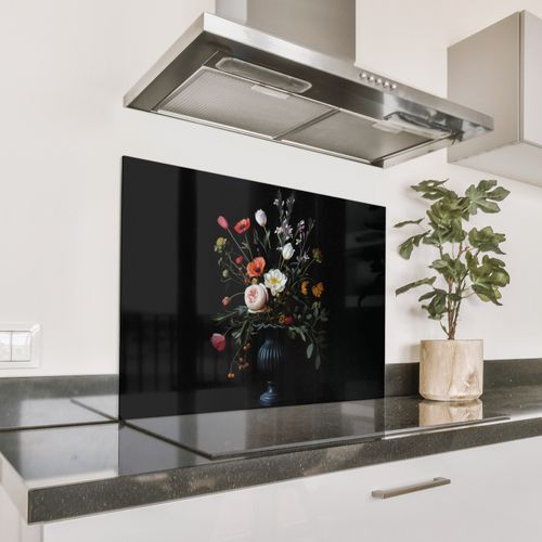 Salpicaderos de cocina - Arreglo floral - Jarrón - Negro