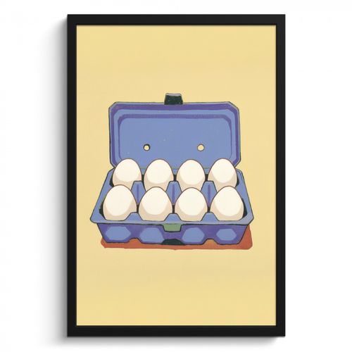 Cuadros enmarcados - Huevos - Caja - Minimalista - Azul