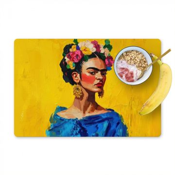 Salvamanteles - Frida Kahlo - Mujer - Amarillo - Azul - Flores