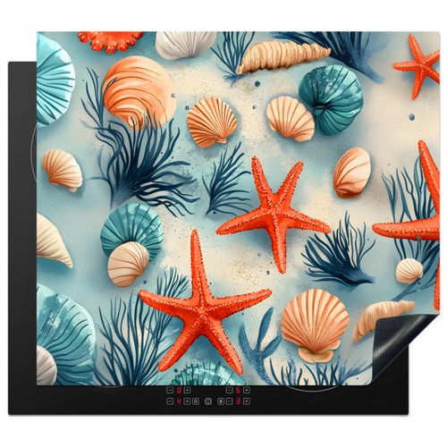 Protector de placa de induccion - Estrellas de mar - Conchas - Ilustración - Arena