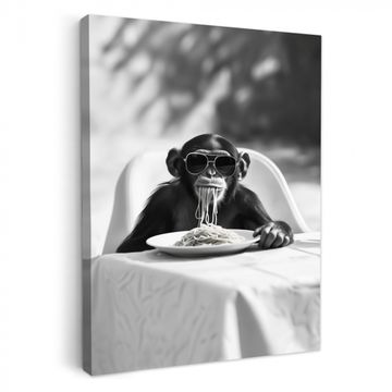 Lienzos decorativos - Mono - Espagueti - Gafas de sol - Blanco y negro - Cool - Animal