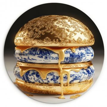 Cuadro redondo - Azul de Delft - Oro - Citizen