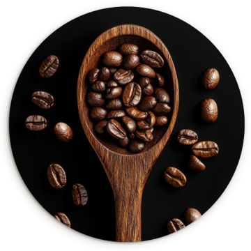 Cuadro redondo - Madera - Negro - Granos de café