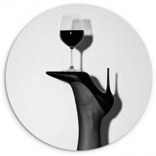 Cuadro redondo - Tacón - Vino - Minimalista - Negro