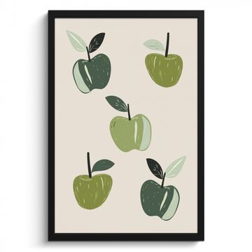 Cuadros enmarcados - Manzanas - Verde - Ilustración - Hojas