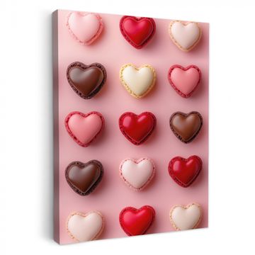 Lienzos decorativos - Macarrones - Corazones - Colorido - Rosa