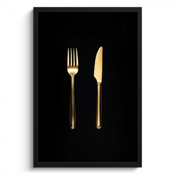 Cuadros enmarcados - Cubiertos - Oro - Cuchillo - Tenedor