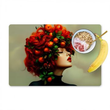 Salvamanteles - Mujer - Manzanas - Rojo - Hojas