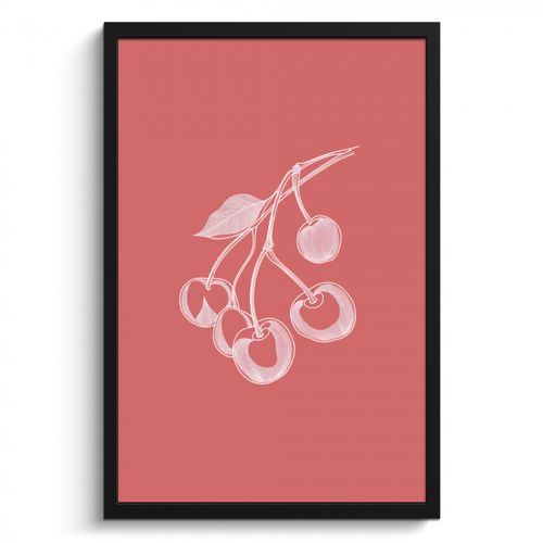 Cuadros enmarcados - Ilustración de líneas - Cerezo - Rama - Blanco