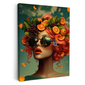 Lienzos decorativos - Mujer - Naranja - Bayas - Anaranjado