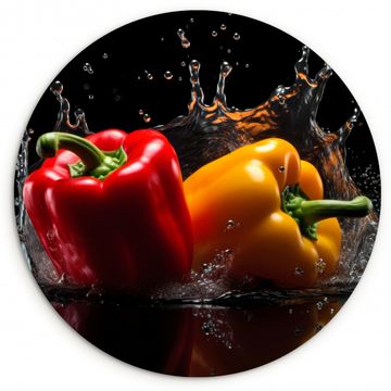 Cuadro redondo - Pimiento - Agua - Negro - Vegetal - Rojo - Amarillo
