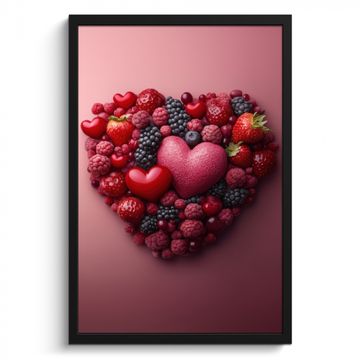Cuadros enmarcados - Frutas - Corazones - Fresas - Frambuesas - Arándanos