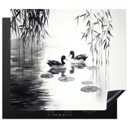 Protector de placa de induccion - Patos - Nenúfares - Bastón - Negro