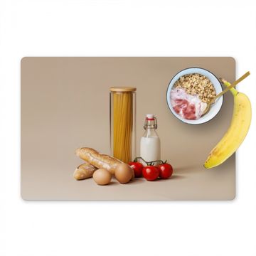 Salvamanteles - Espaguetis - Leche - Tomates - Huevos - Pan